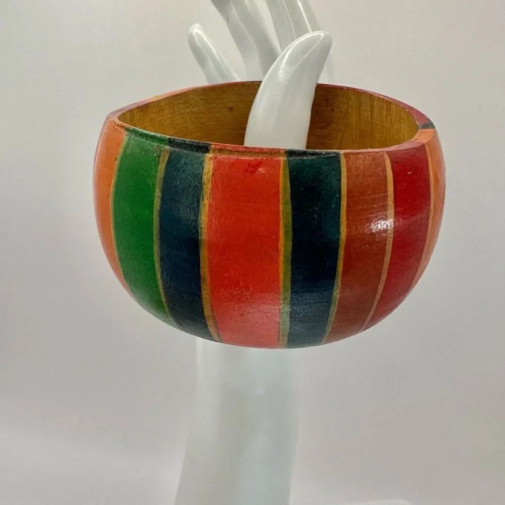 Colorful painted wood bangle bracelet